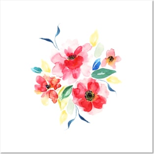 Wild Watercolour Flower Bouquet Posters and Art